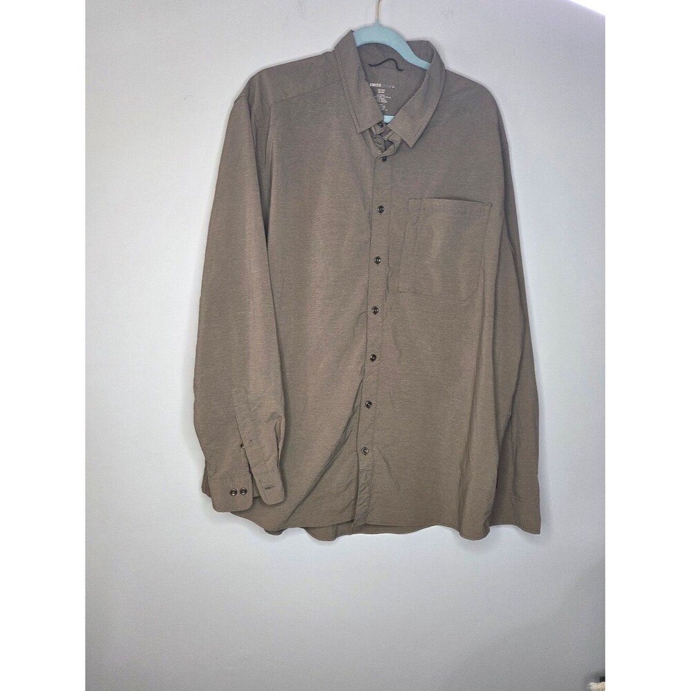 Swiss Tech Men's Long-Sleeve Casual Button-Down Shirt - Light Brown, 2XL